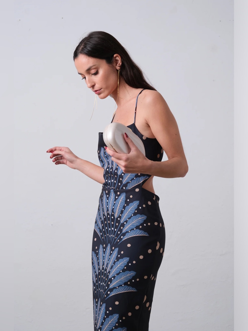 New Lady pipa Ginebra gatsby open back lightweight blue maxi dress medium